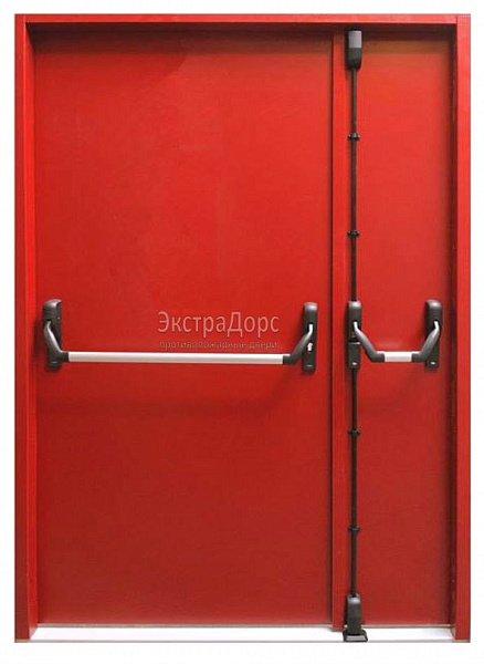 Противопожарная дверь EI 60 дымогазонепроницаемая красная с антипаникой в Клине  купить