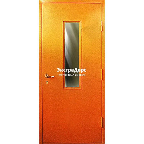 Противопожарная дверь анти-дым оранжевая со стеклом в Клине  купить