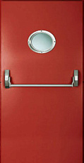 Дверь с уплотнителем от холодного дыма противопожарная EIW 30 красная с антипаникой