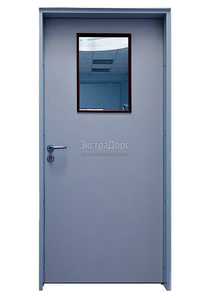 Дверь противопожарная металлическая однопольная EI 30 газодымонепроницаемая со стеклом в Клине  купить