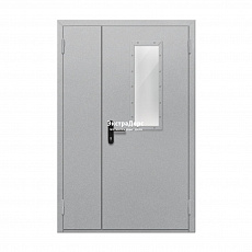 Противопожарная дверь EI 60 ДО-02-EI-60 полуторная остеклённая с прямоугольным окном